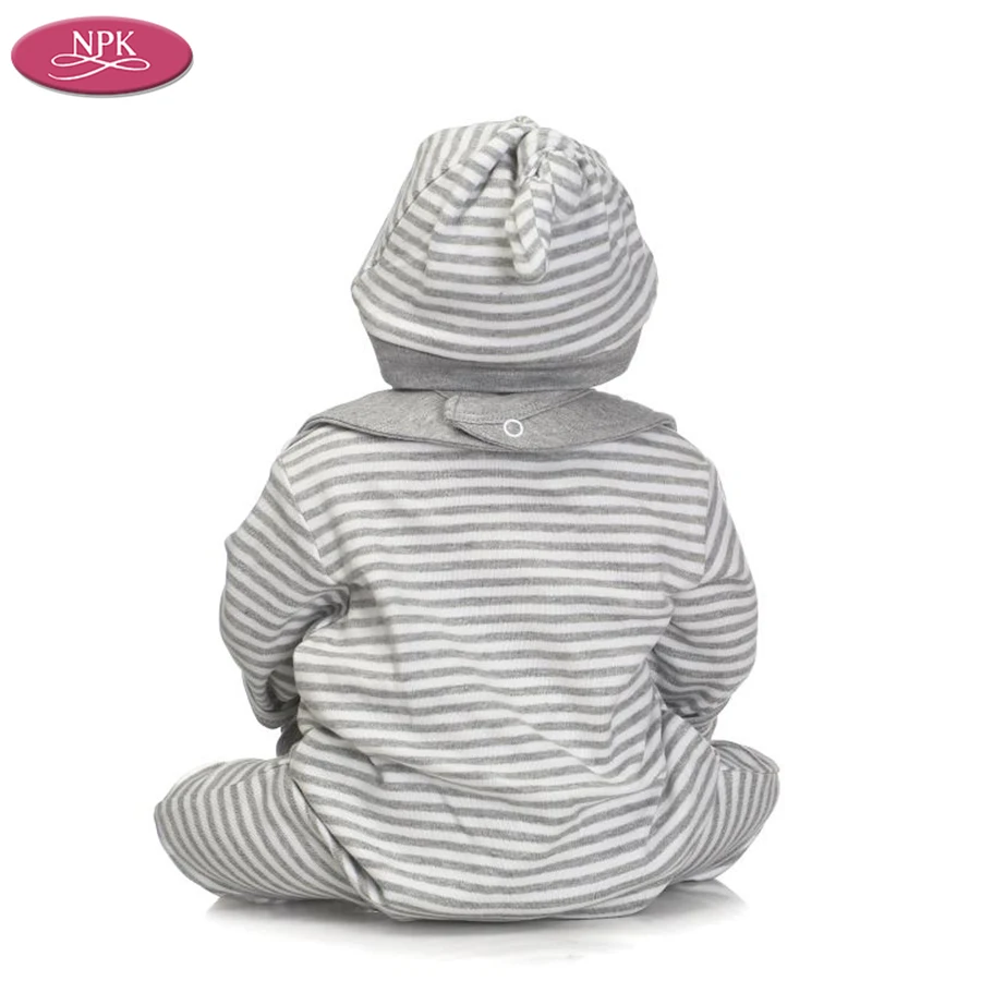 NPK 57 см Силиконовая черная кукла для новорожденного мальчика + мягкая игрушка