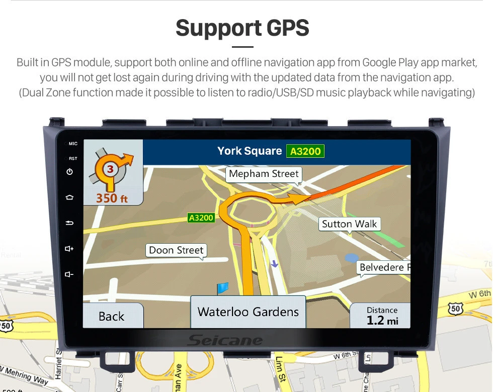 Seicane 9 дюймов HD тачскрин радио Android 8,1 головное устройство для 2006-2011 Honda CRV Стерео gps навигационная система Bluetooth SWC