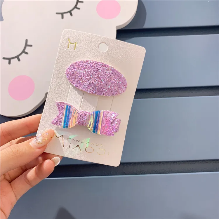 2 шт. новые модные заколки для волос девочек блестящие с радужным бантом детские