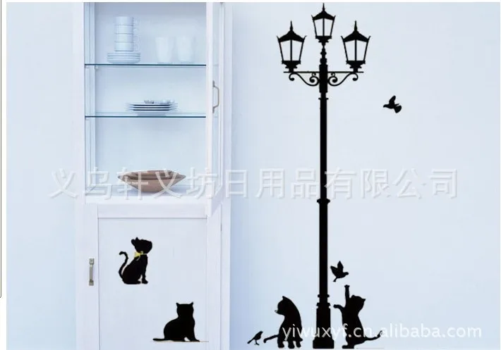 Vinyl stickers PVC wall cat decorative living room wallpaper DIY home art poster under the lights | Дом и сад