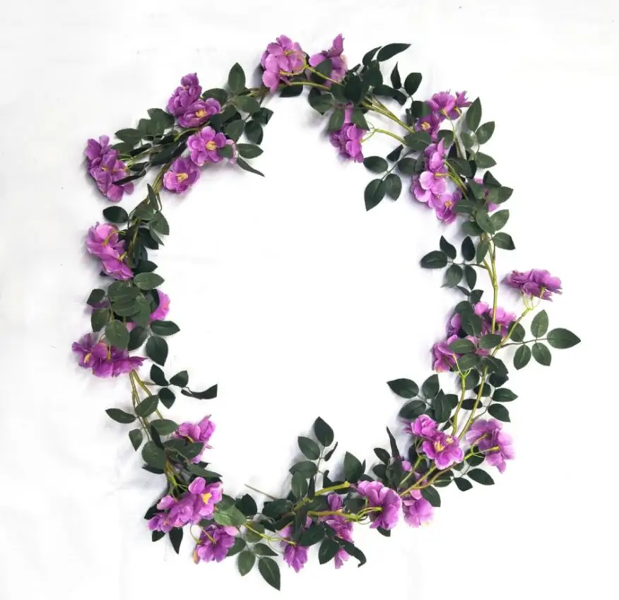 

2pcs 2Meter Artificial Rosa Multiflora Flower Ivy Garland Silk Vine Greenery For Wedding Home Decorative
