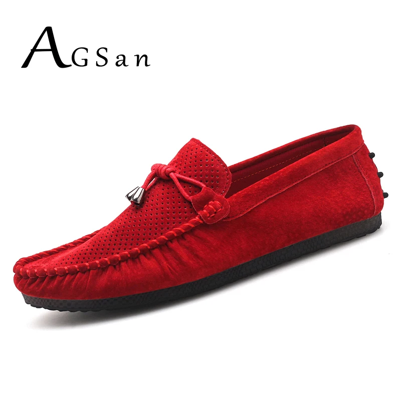 AGSan/летние дышащие мужские мокасины из натуральной кожи; лоферы с кисточками; обувь для вождения; мужские мокасины без застежки; Лидер продаж; мужская обувь на плоской подошве