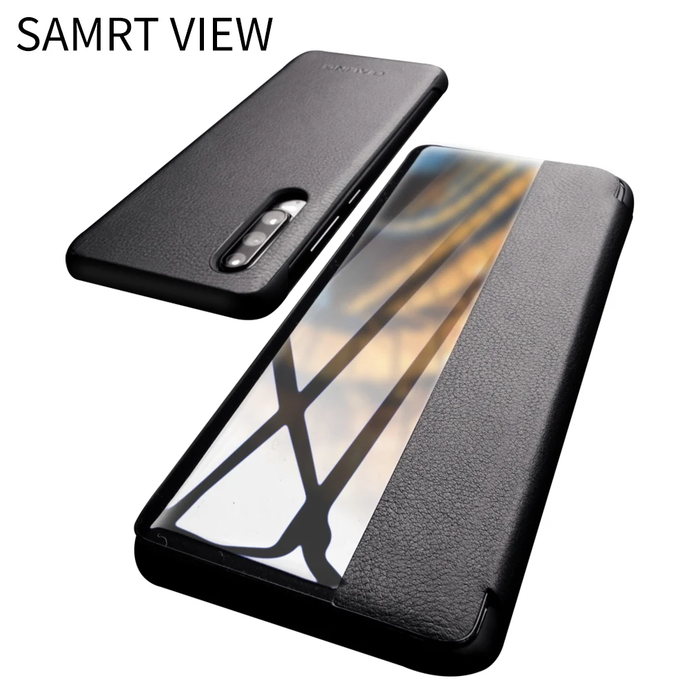 QIALINO Luxury Genuine Leather Phone Cover for Huawei P30 Pro with Smart View Flip Ultra Slim Case P40 Pro+Plus | Мобильные телефоны