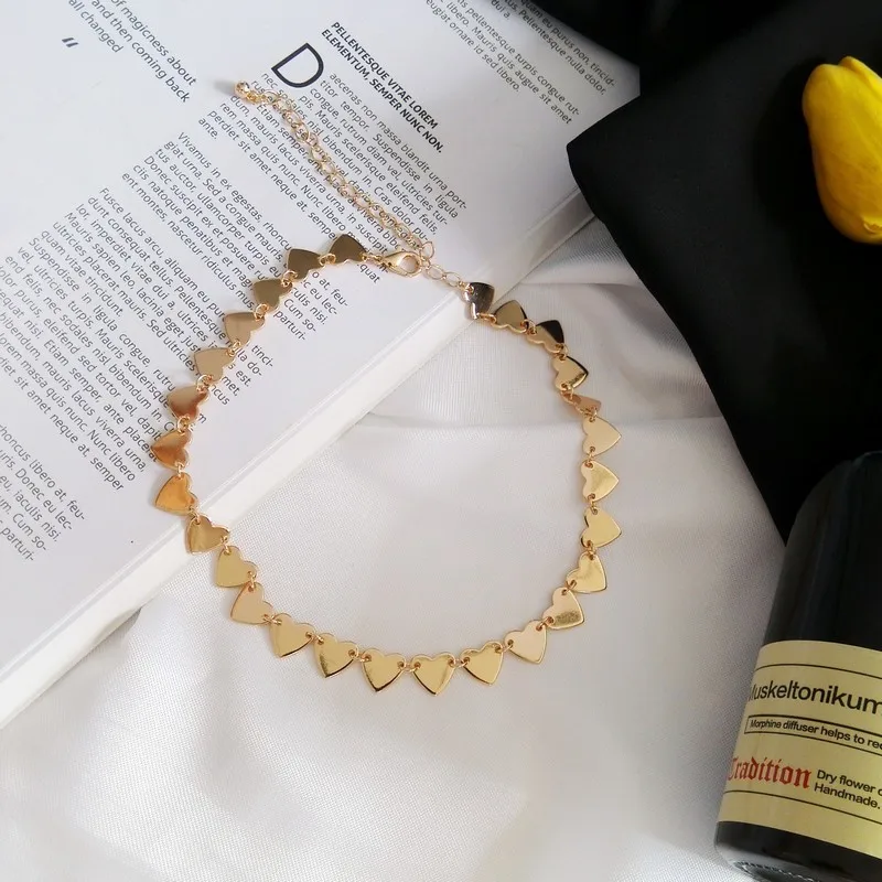 Простой темперамент имитация покрытием золото любовь металл прилив ключицы цепи