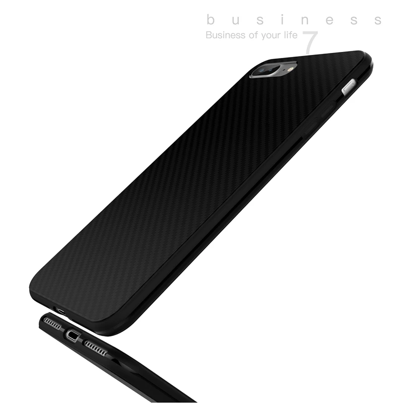 Roybens Black Case For iPhone 6S Business Vintage Soft Silicon 6 Plus Carbon Fiber Slim Mat TPU Rubber Cover |