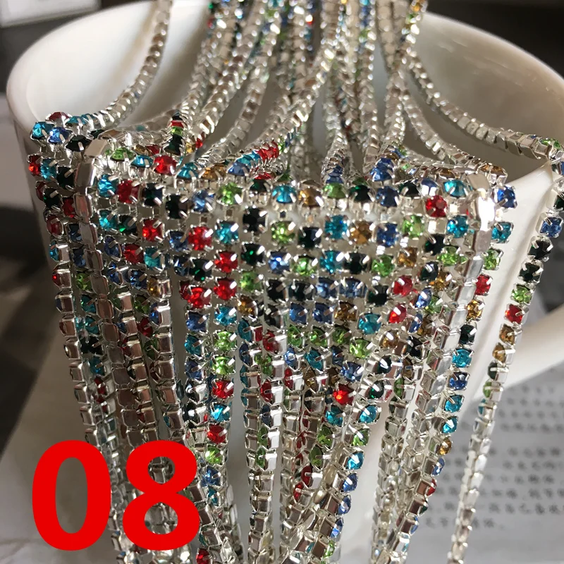 08 1 ряд, 1 ярд, SS10, Cystal, стразы, отделка, закрытый Кубок, цепь, коготь, сделай сам, для изготовления ювелирных изделий, HWGTBBRR - Цвет: 08