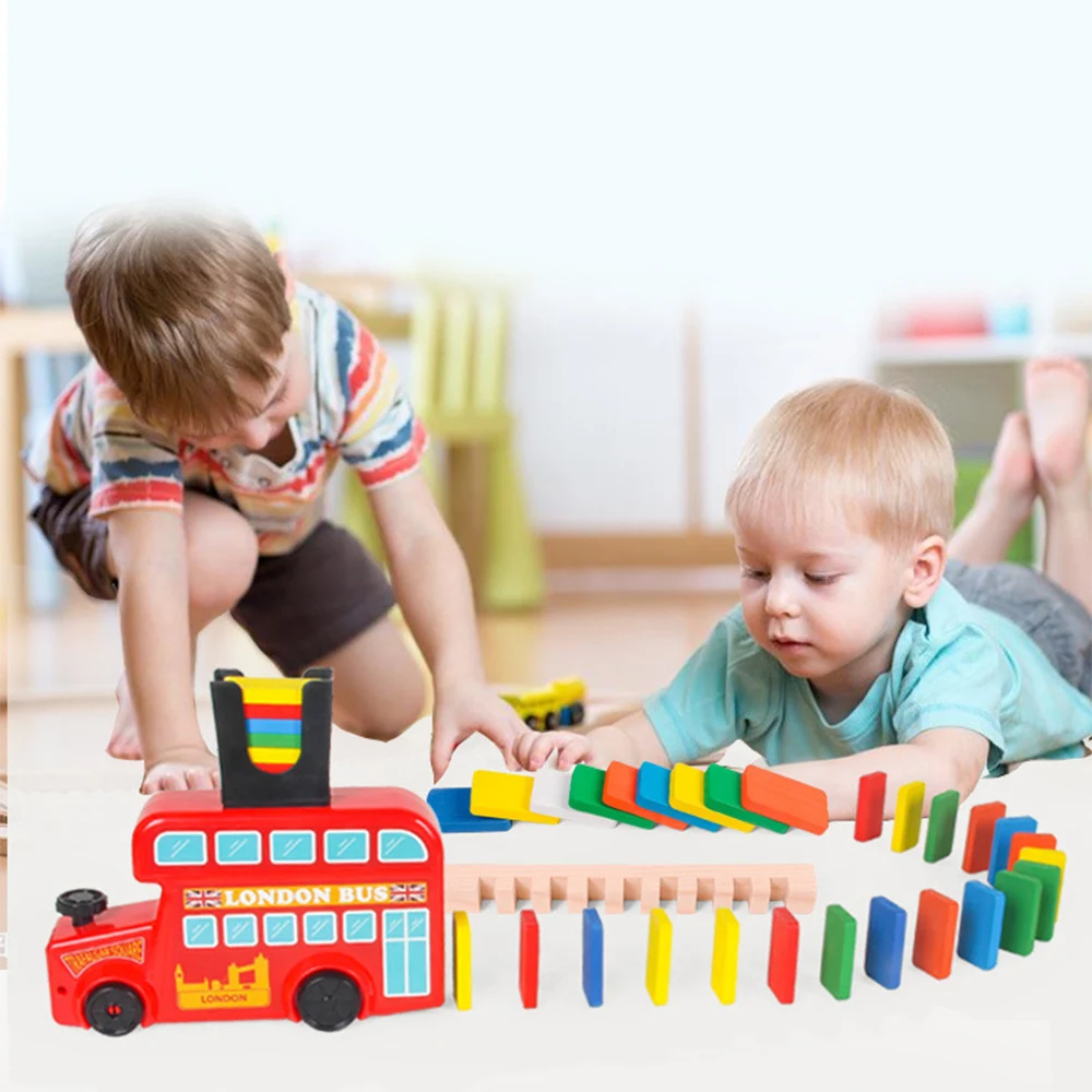Детский набор игрушек домино поезд блоки Набор строительные и штабелируемые