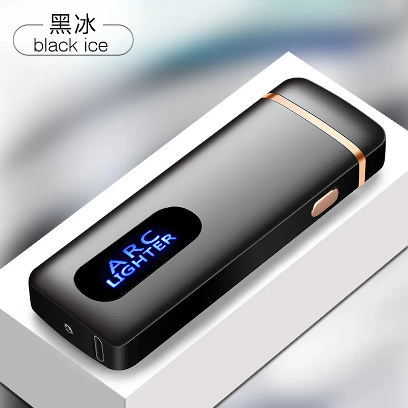 Ice black Отпечаток пальца Сенсорная Электронная USB Зажигалка двойная дуга плазма электрическая зажигалка для сигарет ветрозащитная сигара курительная трубка металлическая зажигалка - Цвет: Ice black