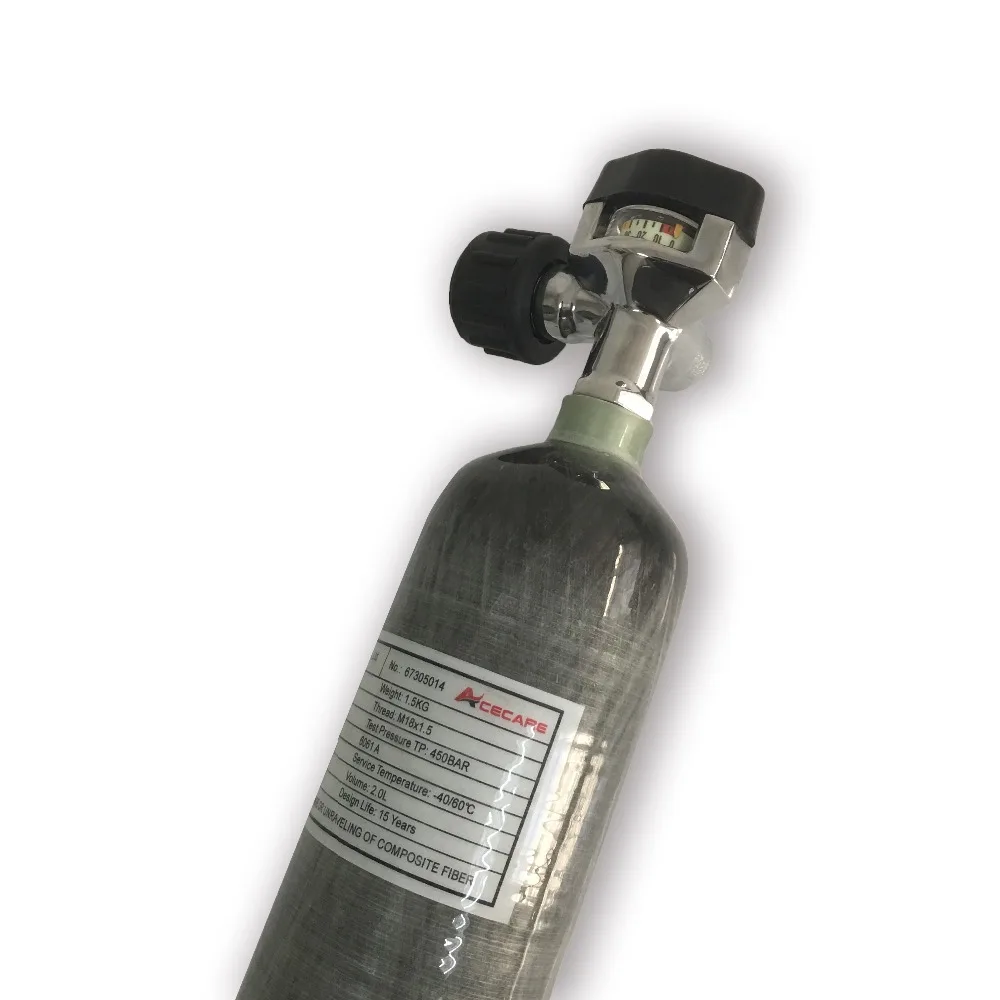 Газовый баллон из углеродного волокна AC10221 2L CE с воздушным клапаном полный