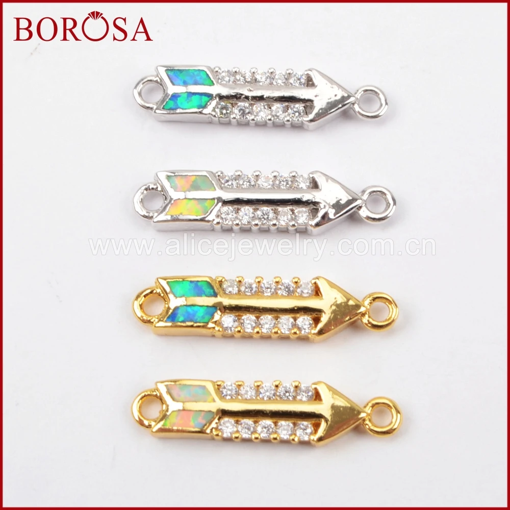 BOROSA золото/серебро цвет CZ микро проложить Белые цирконы Manmade опал крошечная