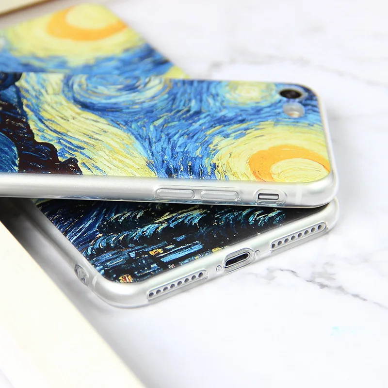 MISSCASE Phone Case for iphone X 10 7 8 Plus Van Gogh Star print Soft TPU Cover coque Apple iPhone 6 6s plus 5 5S SE |