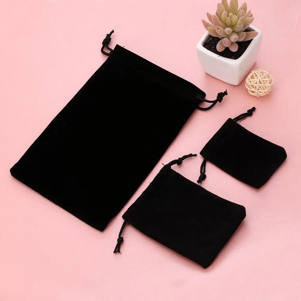 RINHOO 3 size Fashion black color Velvet bag Pouches Jewelry package small ladies women messenger bags