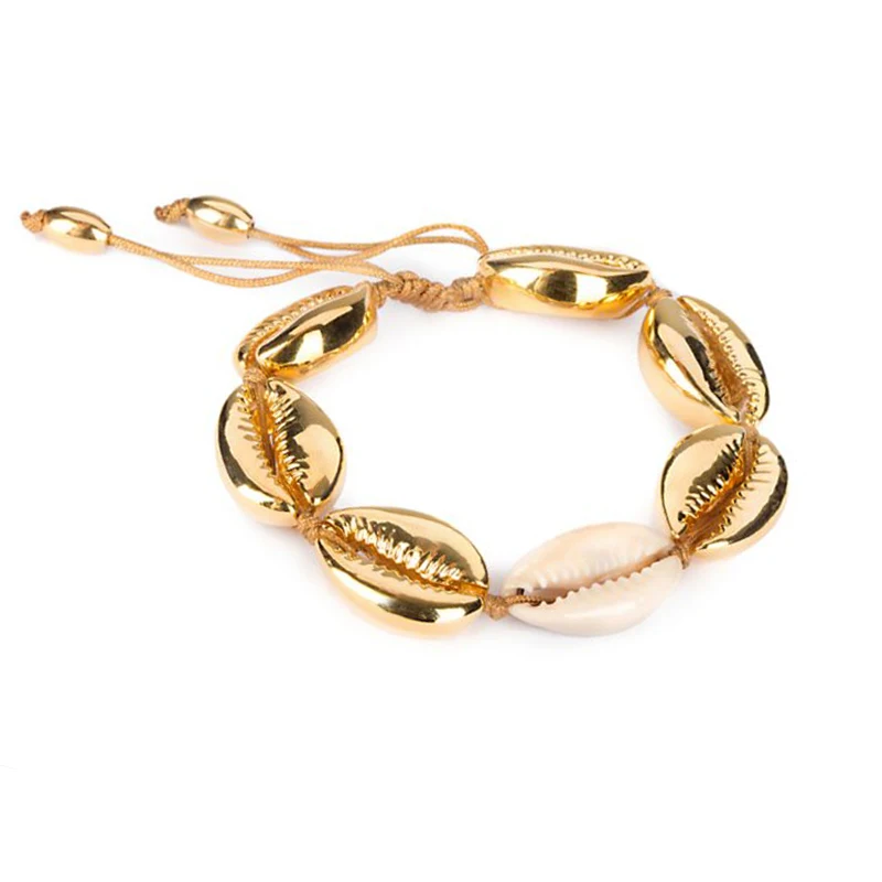 Браслет из сплава и натуральной раковины полностью плетеный браслет ручной