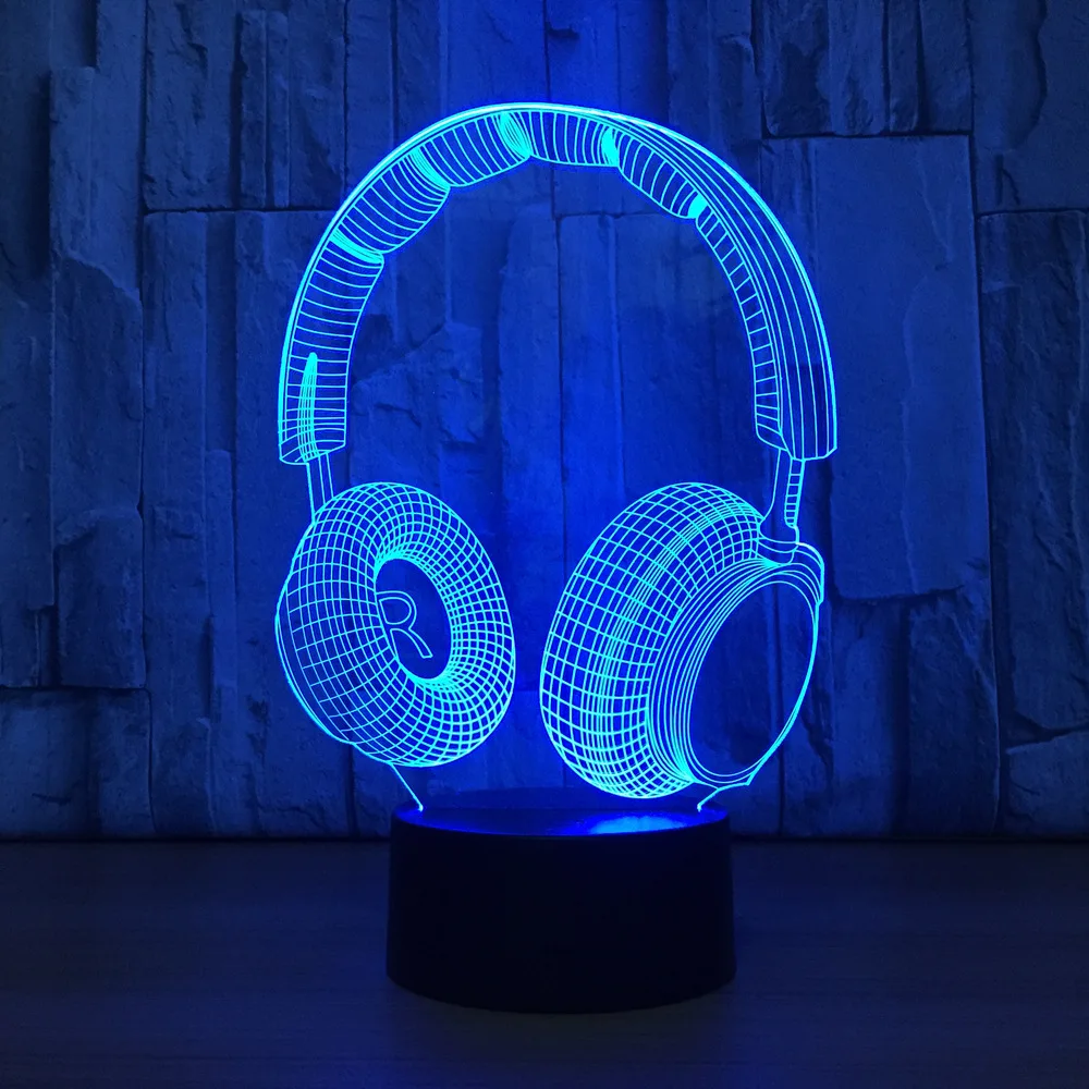 New Headset Touch Table Lamp 7 Colors Changing Desk 3d Novelty Led Night Lights Light Drop Ship Usb | Лампы и освещение