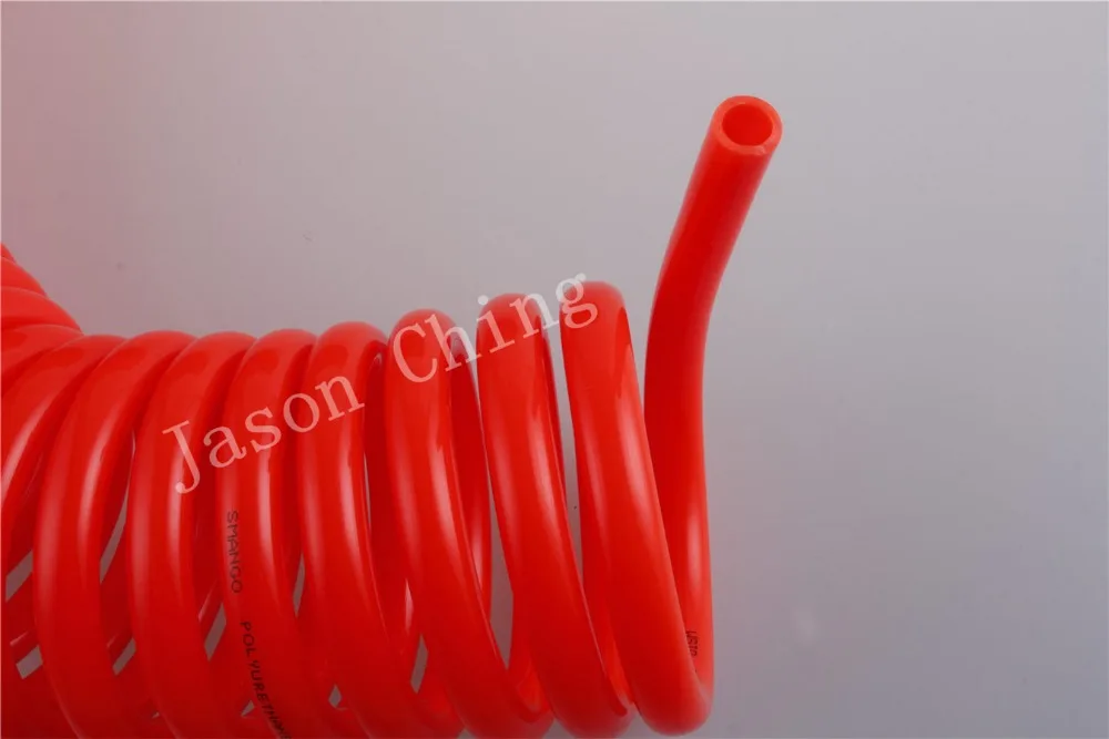 

8 x 5mm Quick Connector Polyurethane Tube Pipe PU Coil Spring Hose 6M Red