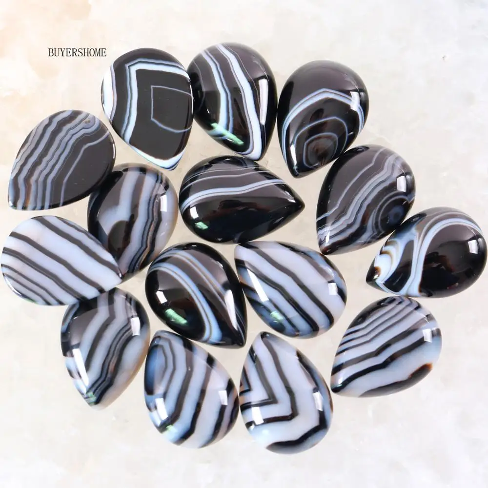 Кабошоны из натурального камня черные 10 шт. 13х18 мм без просверленного отверстия