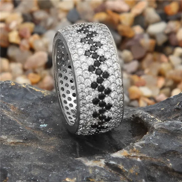Silver 11 UWIN хип-хоп Полный Bling CZ Кольцо Iced Out кубический циркон Роскошные модные ювелирные изделия подарок - Цвет основного камня: Silver 11
