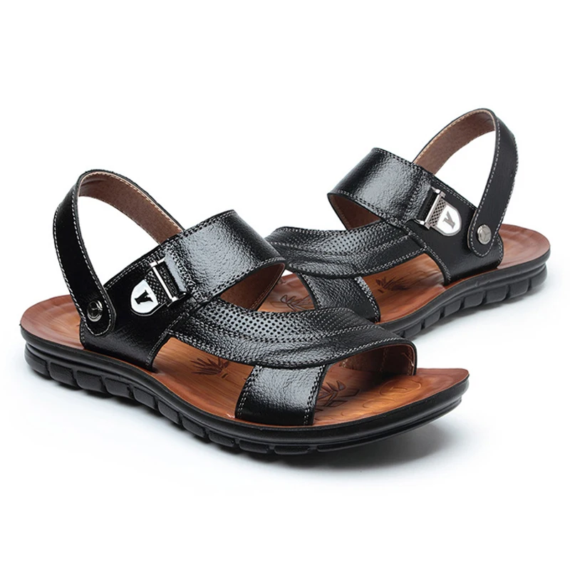 Классические мужские мягкие босоножки на высоком каблуке летние классические