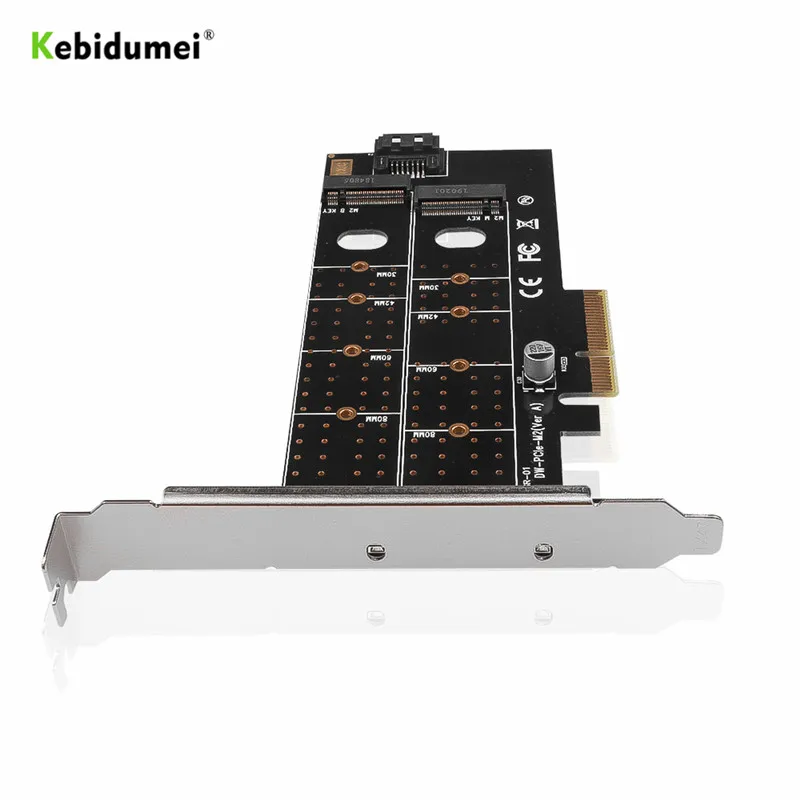 Kebidumei добавьте карты M.2 в PCIE Adapter/PCI Express NVMe SSD NGFF X4 M Key B расширения с двойным
