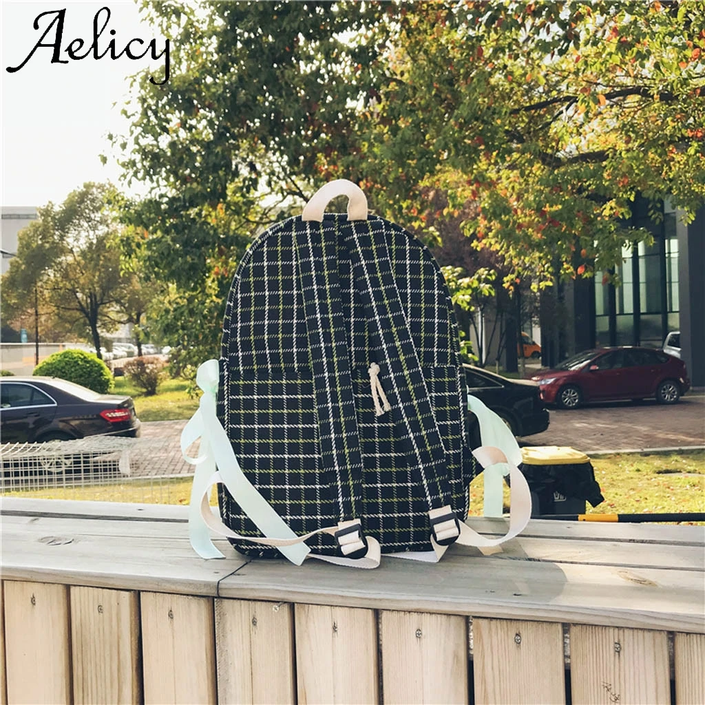 Женский рюкзак Aelicy однотонный клетчатый в ретро стиле с карманом для телефона и