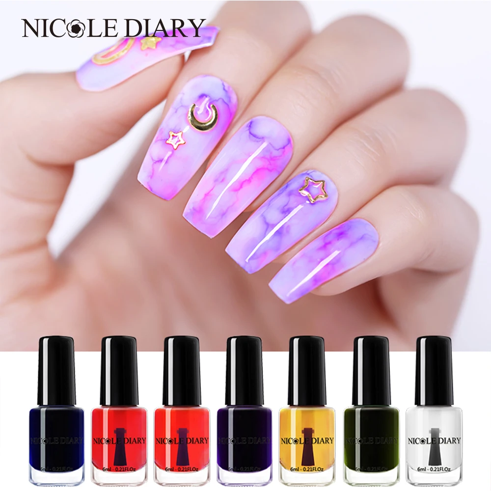 Акварельные чернила NICOLE DIARY лак для ногтей Гель с эффектом дыма размытые пузырьки