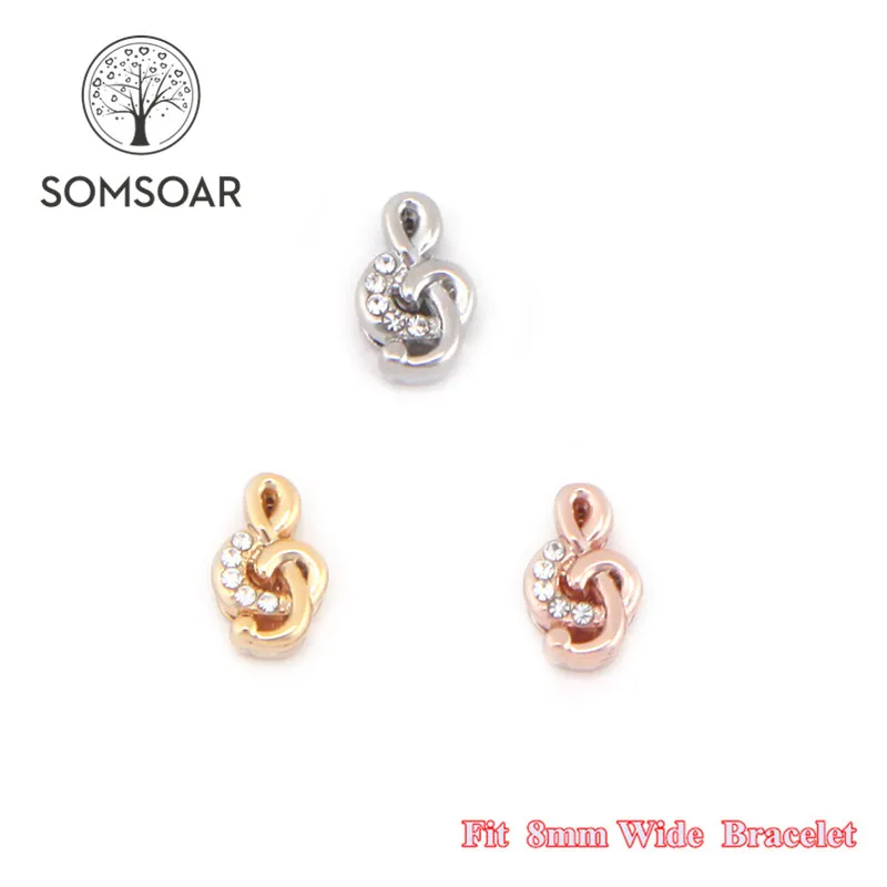 

Somsoar Jewelry Happy notes Slide Charms fit 8mm Wide Leather Wrap Bracelet Mesh Bracelet fit Toddler/Women/man 10pcs/lot