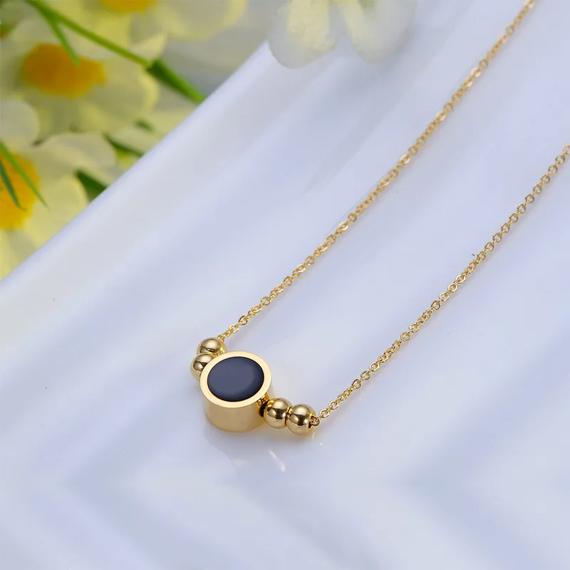 Титановое круглое обсидиановое ожерелье со свисающими бусинами золотого цвета с