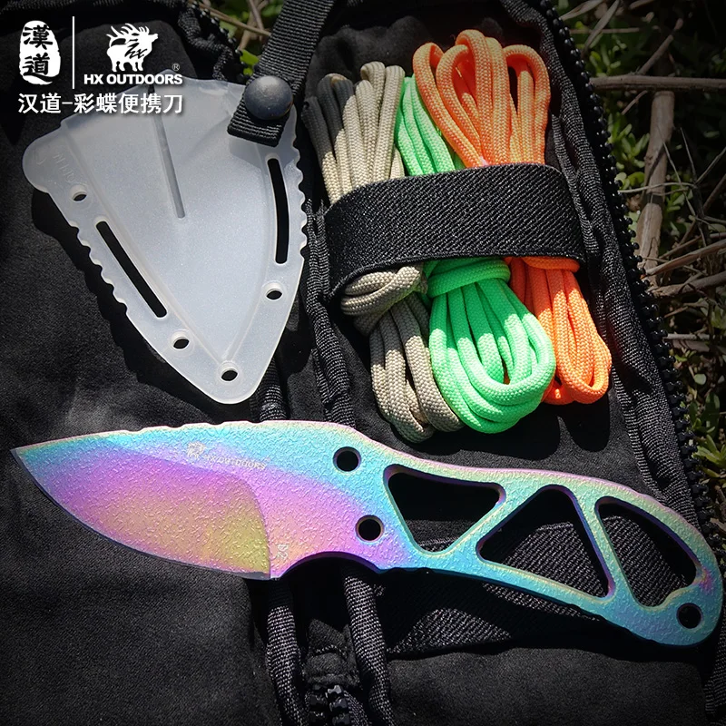 HX наружный нож на шею D2 стальной 58Hrc ножи с фиксированным клинком охотничьи