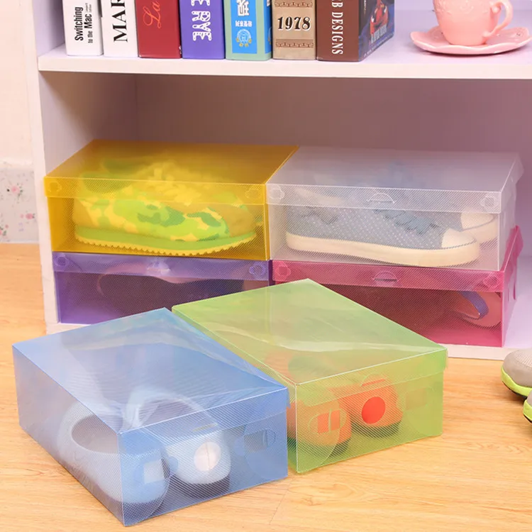 1 шт. Пластик Обувная коробка прозрачный хранения Коробки обувь с гнущейся