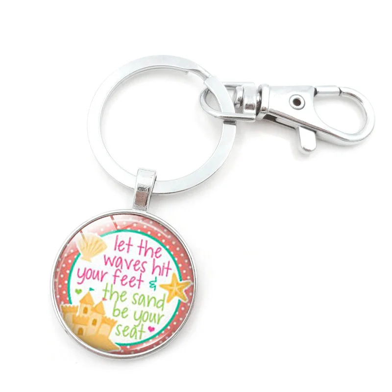 Жизнь полна солнечного света круглый стеклянный фотоузор брелок серебристый