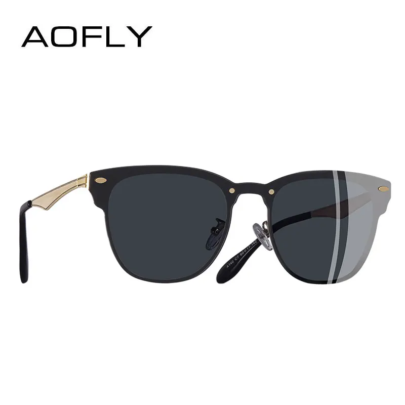 C1Gray AOFLY, фирменный дизайн, классические женские солнцезащитные очки, Ретро стиль, квадратная металлическая оправа, унисекс, солнцезащитные очки для мужчин, UV400, A140 - Цвет линз: C1Gray