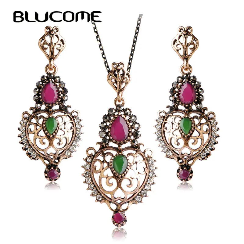 Женский комплект украшений Blucome из длинного ожерелья и сережек в турецком стиле с