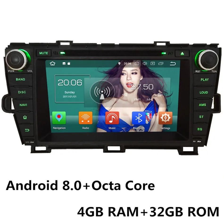 " Восьмиядерный 4G Android 9,0 4 Гб ОЗУ 64 Гб ПЗУ RDS автомобильный DVD мультимедийный плеер Радио Стерео gps ГЛОНАСС для Toyota Prius 2009 - Цвет: Android 8.0 x 32GB