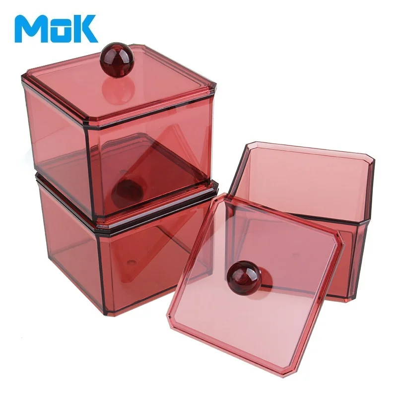 Прозрачный кристалл квадратная крышка Пластиковый Органайзер для макияжа