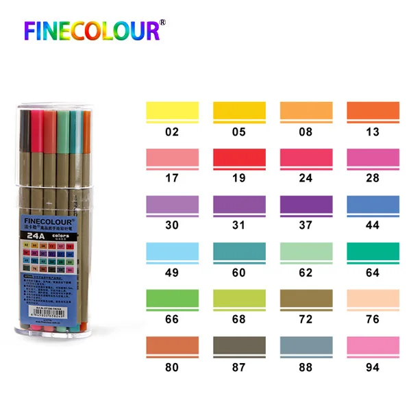 48 цветов Finecolour 24 PcsA/B цветная яркая микро линия Posca sharpig пигментная Краска Маркер ручка для рисования - Цвет: 24Pcs A Color