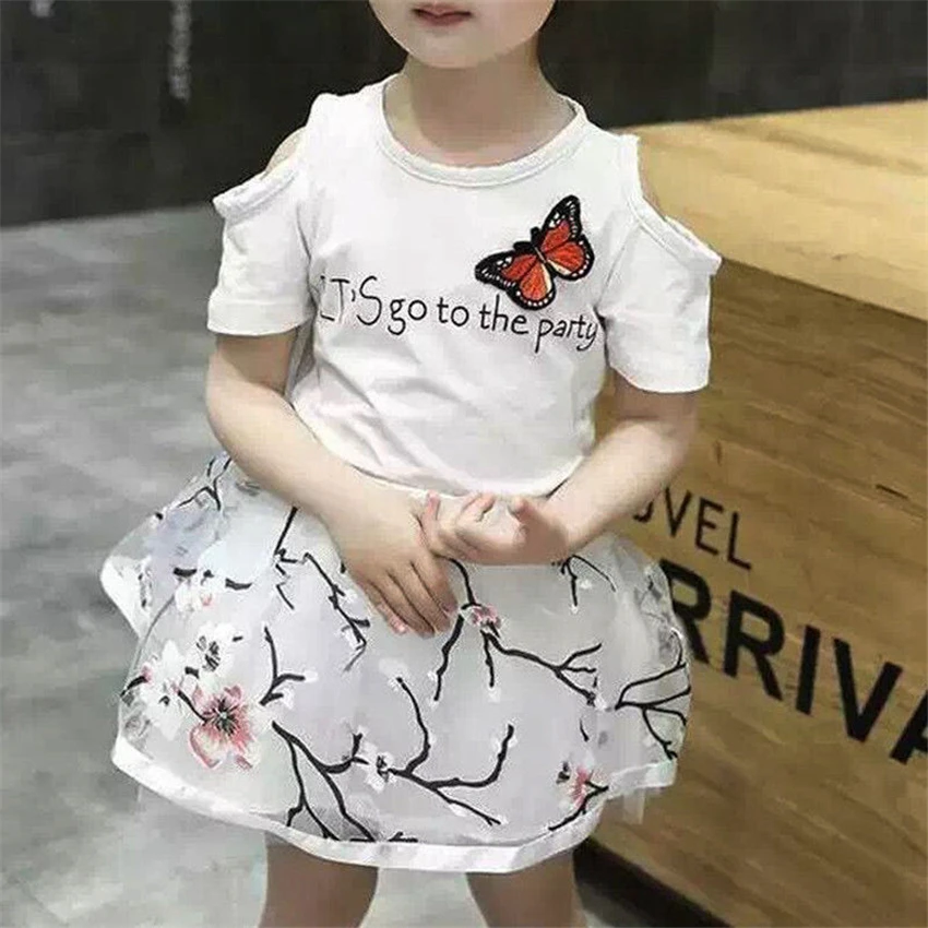 New year costumes for kids clothes girls set 2pcs Baby Party Shirt Top+Tulle Princess Floral Skirt children clothing sets | Детская