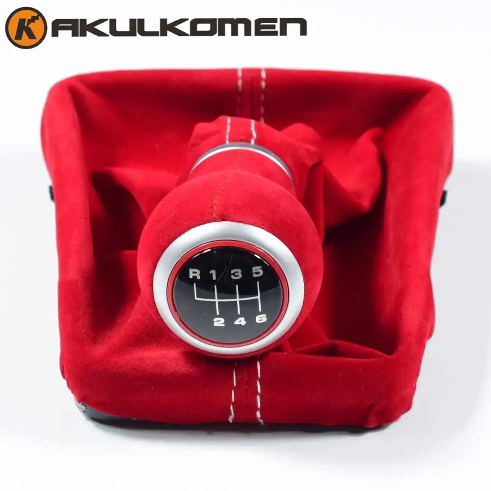 6speed-Redboot Ручной мяч 5/6 скоростной эксклюзивный замшевый кожаный редуктор накладка на рычаг переключения скоростей крышка ручка для Audi A3 S3 8 V-8 P S-line 2007-2013 - Название цвета: 6speed-Redboot