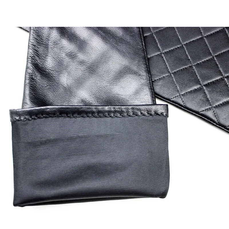 Длинные женские перчатки из овчины 50 см модные стильные тонкие с бантом и