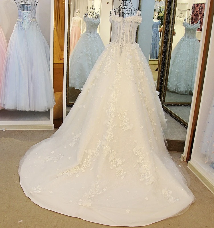 CloverBridal лодочка декольте кружева цветы аппликации вышивка бисером boned Иллюзия корсета 100 см поезд синее свадебное платье