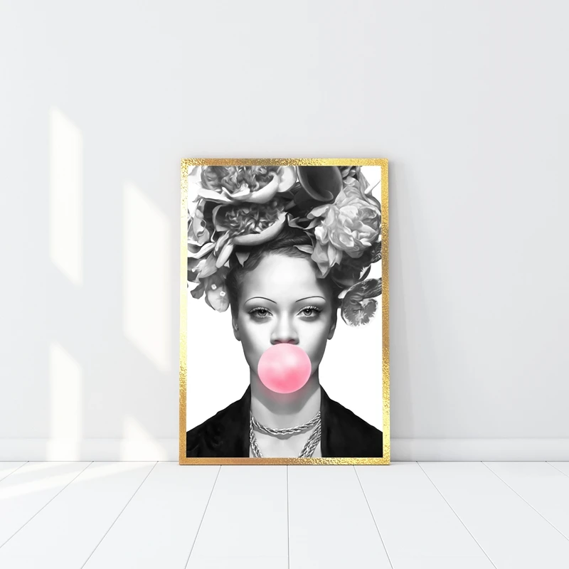 American actress model Bubble Gum Artwork Poster Prints Black White Wall Art Female singer Canvas Painting Picture | Дом и сад