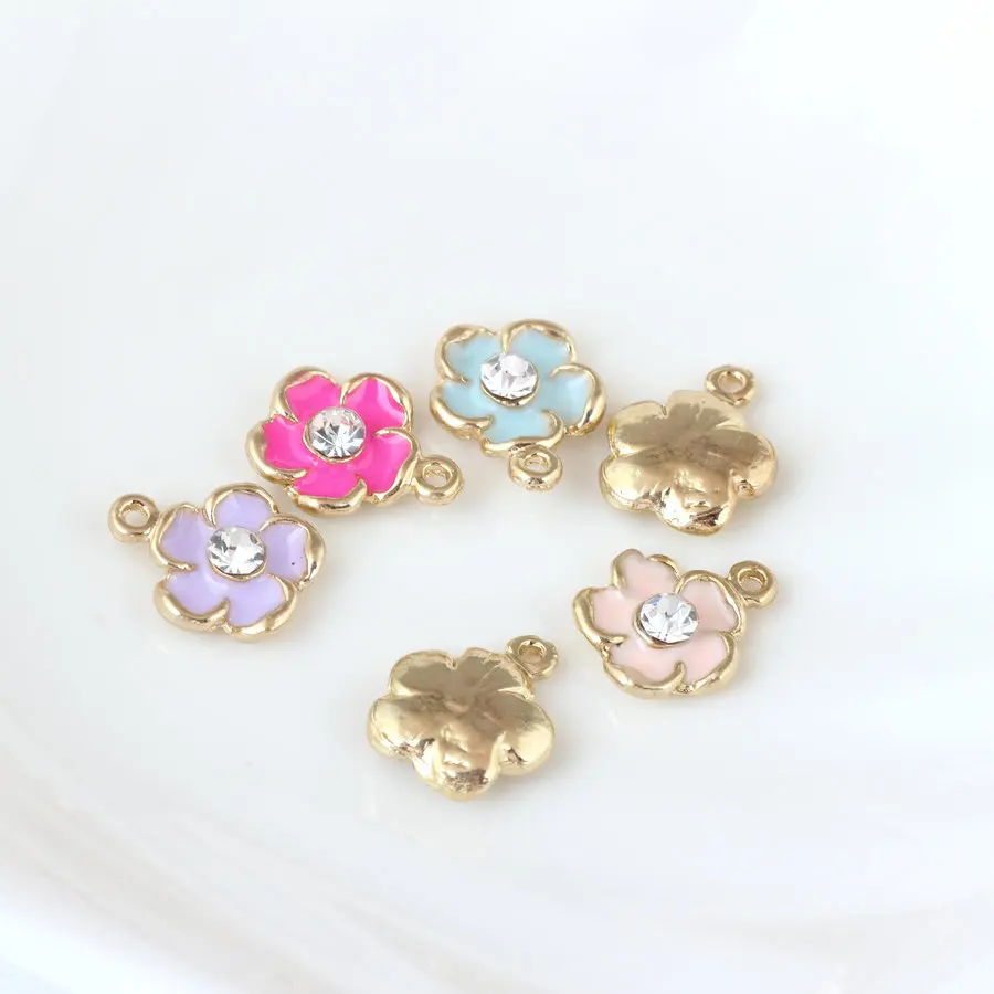 Заводская цена горный хрусталь сердечник эмаль цветок шармы 120 шт. 60 шт./лот
