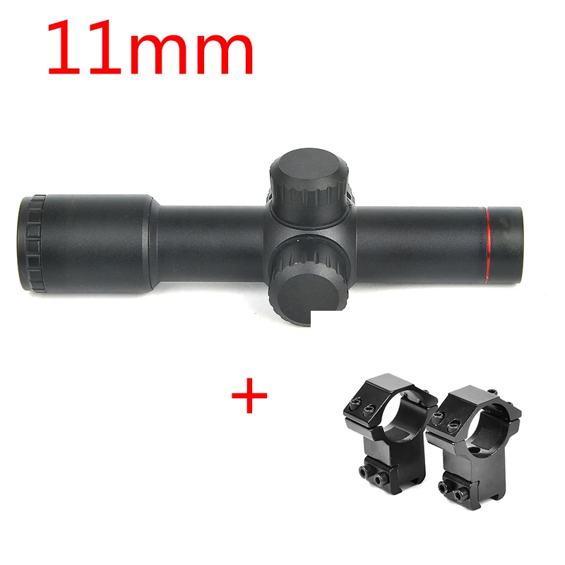 socpe with 11mm Новинка 4,5X20 Компактная Охотничья винтовка с красной подсветкой Mil-Dot с откидными крышками объектива и кольцами оптический прицел - Цвет: socpe with 11mm