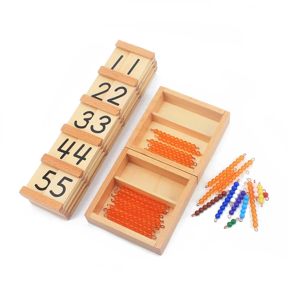 

Montessori Material Teens And Tens Board With Beads Bars Kids Math Teaching Aids Early Development Wooden Toy Number Puzzle