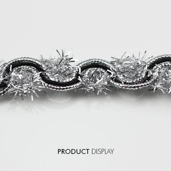 Кружевная лента серебристая Черная Плетеная украшение металлическая отделка