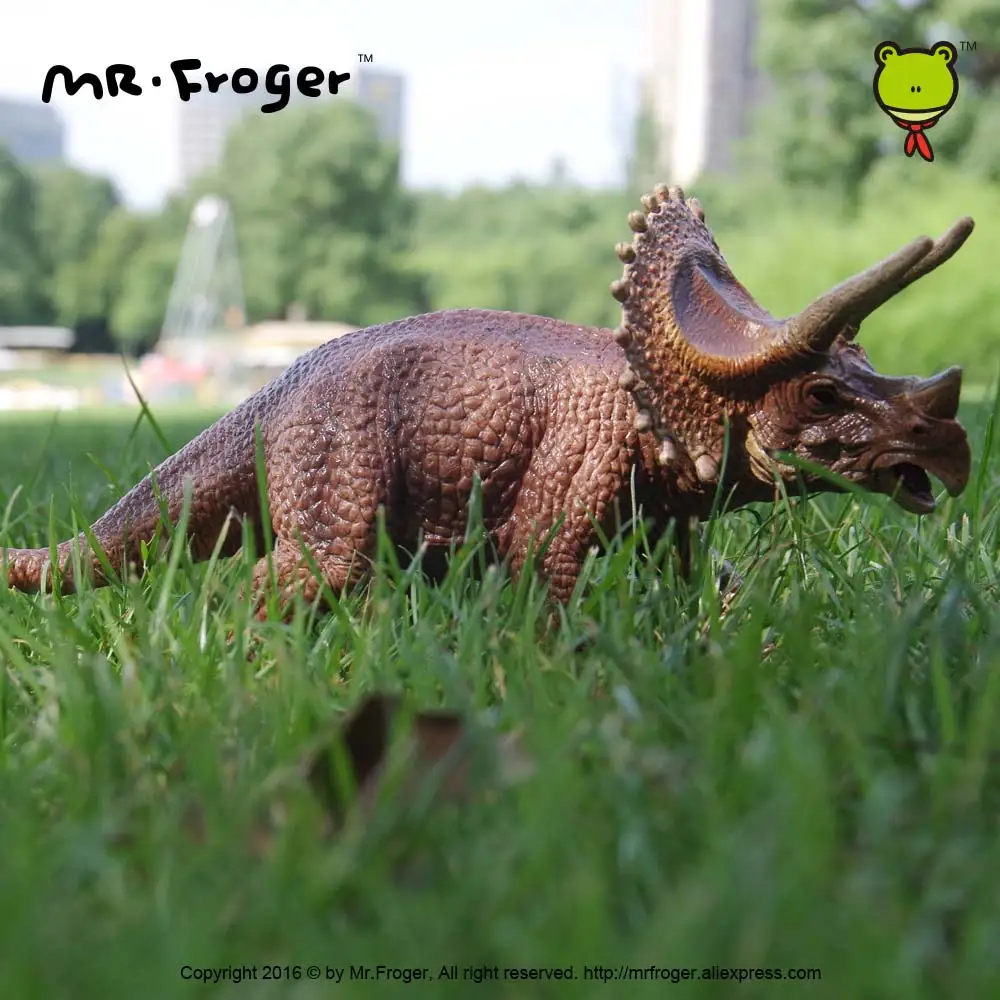 Фото Mr.Froger модель трицератопса игрушка пластиковый милый динозавр Твердые Классические игрушки для детей Древние животные зоопарки модели Юрск... №3