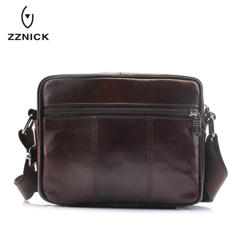 ZZNICK 2018 100%Genuine Cowhide Leather Shoulder Bag Small Messenger Bags Men Travel Crossbody New Fashion Flap |