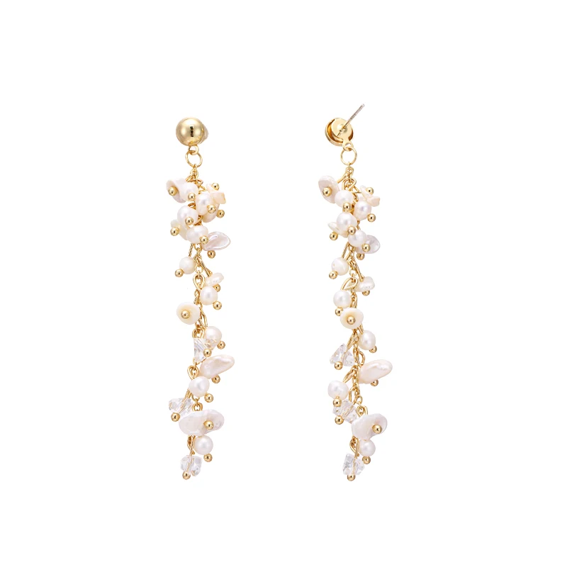 YMYW длинные серьги с натуральным пресноводным жемчугом Роскошные изысканные