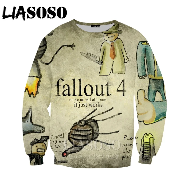 5 LIASOSO повседневные женские и мужские толстовки принт 3d игра Fallout 4 Толстовка Смешные зимняя куртка повседневная верхняя одежда Harajuku D448 - Цвет: 5