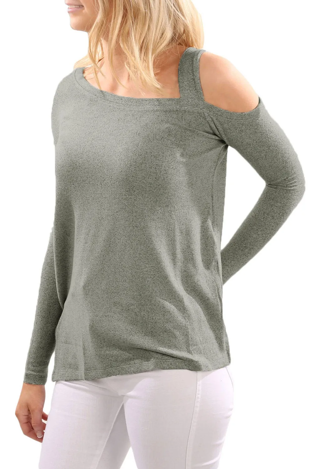 Aletterhin Women Off Cold Shoulder Blouse Chemise Femme Autumn Spring Lady Skew Collar Slit Blusas Solid Shirt Streetwear Tops |
