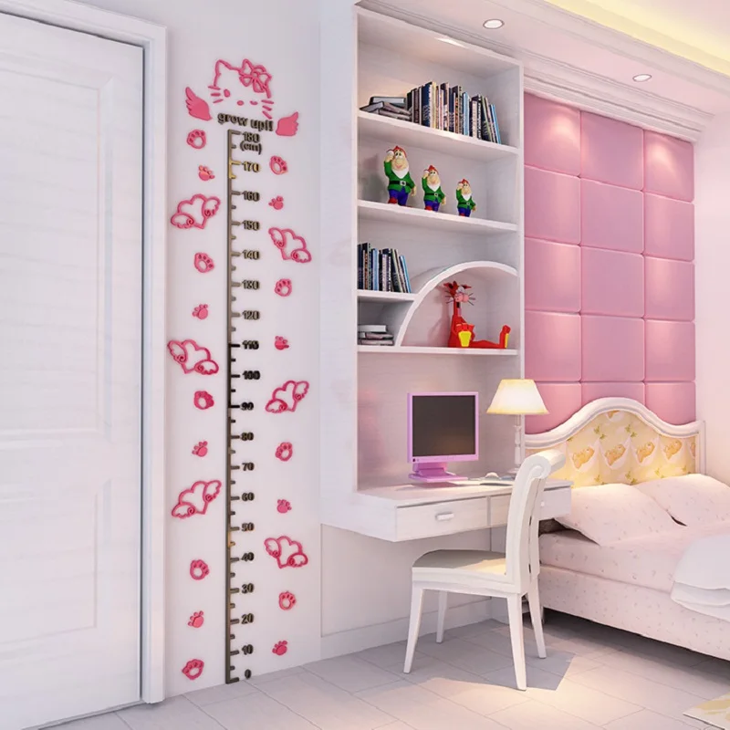 3D настенные стикеры Hellokitty для маленьких девочек украшение в виде сердца комнаты